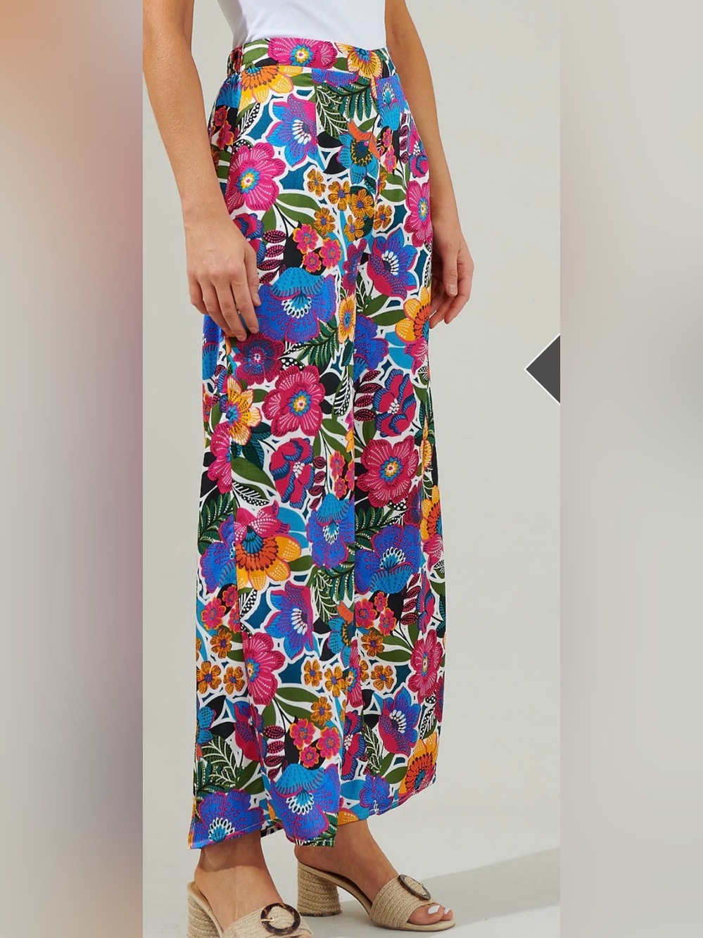 Sugarlips Bright Floral Wide-Leg Pants in Pink, Blue, Yellow, Wide Elastic Band